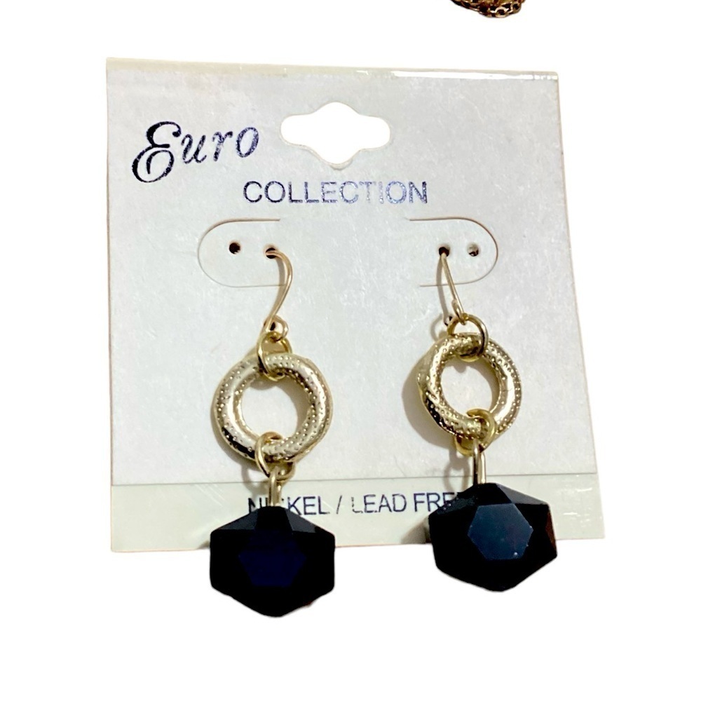 Black Earrings l BLACK AND GOLD STATEMENT EARRINGS #156